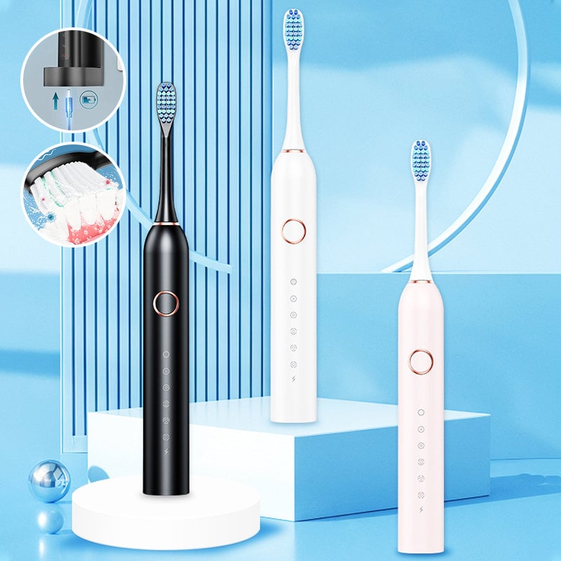 Sonic Electric Toothbrush - 4 Brush Heads & Storage Box - Rechargeable Adult Design | meowbutter