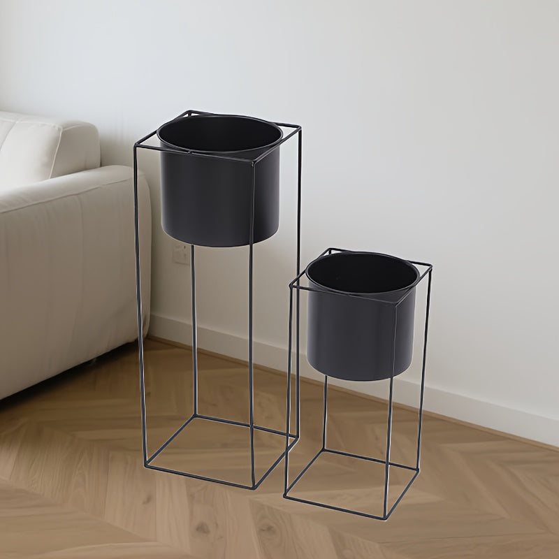Metal Indendørs Planteholder | Moderne Sort Rektangulær Planteholder | Meowbutter