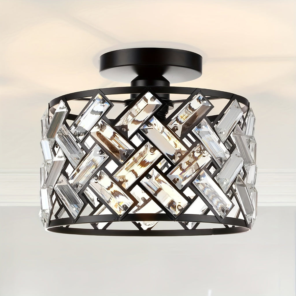 Modern Crystal Semi Flush Mount Ceiling Light | Elegant Decorative Fixture | Meowbutter