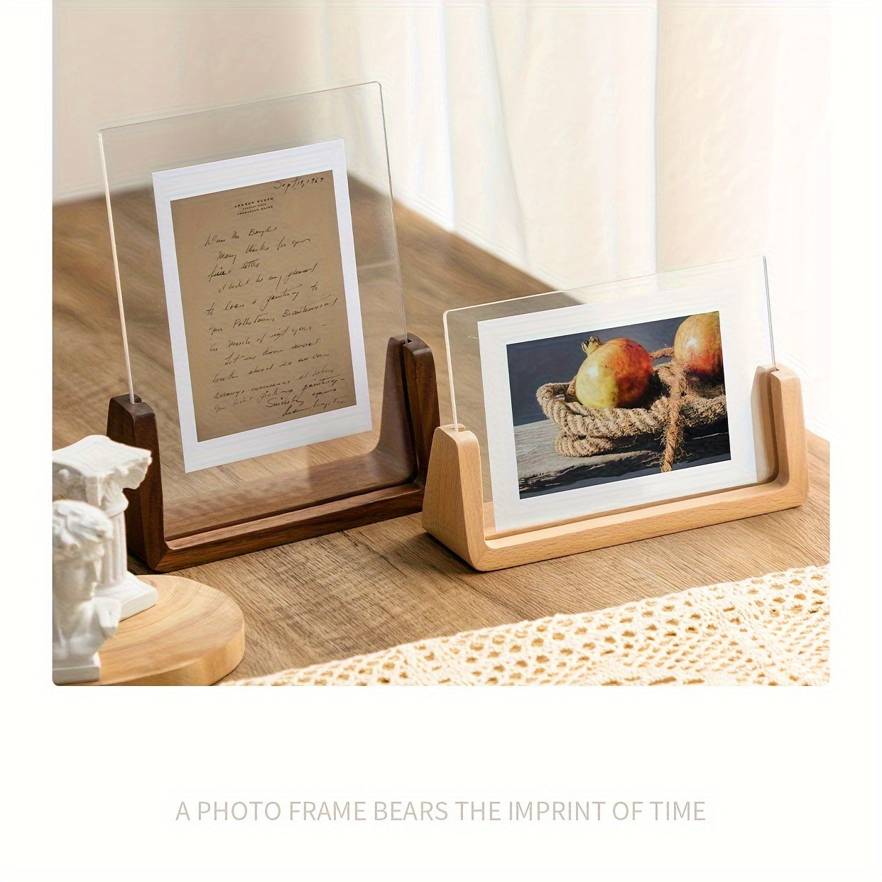 U-Shaped Acrylic & Wood Photo Frame | Modern Minimalist Display | Meowbutter