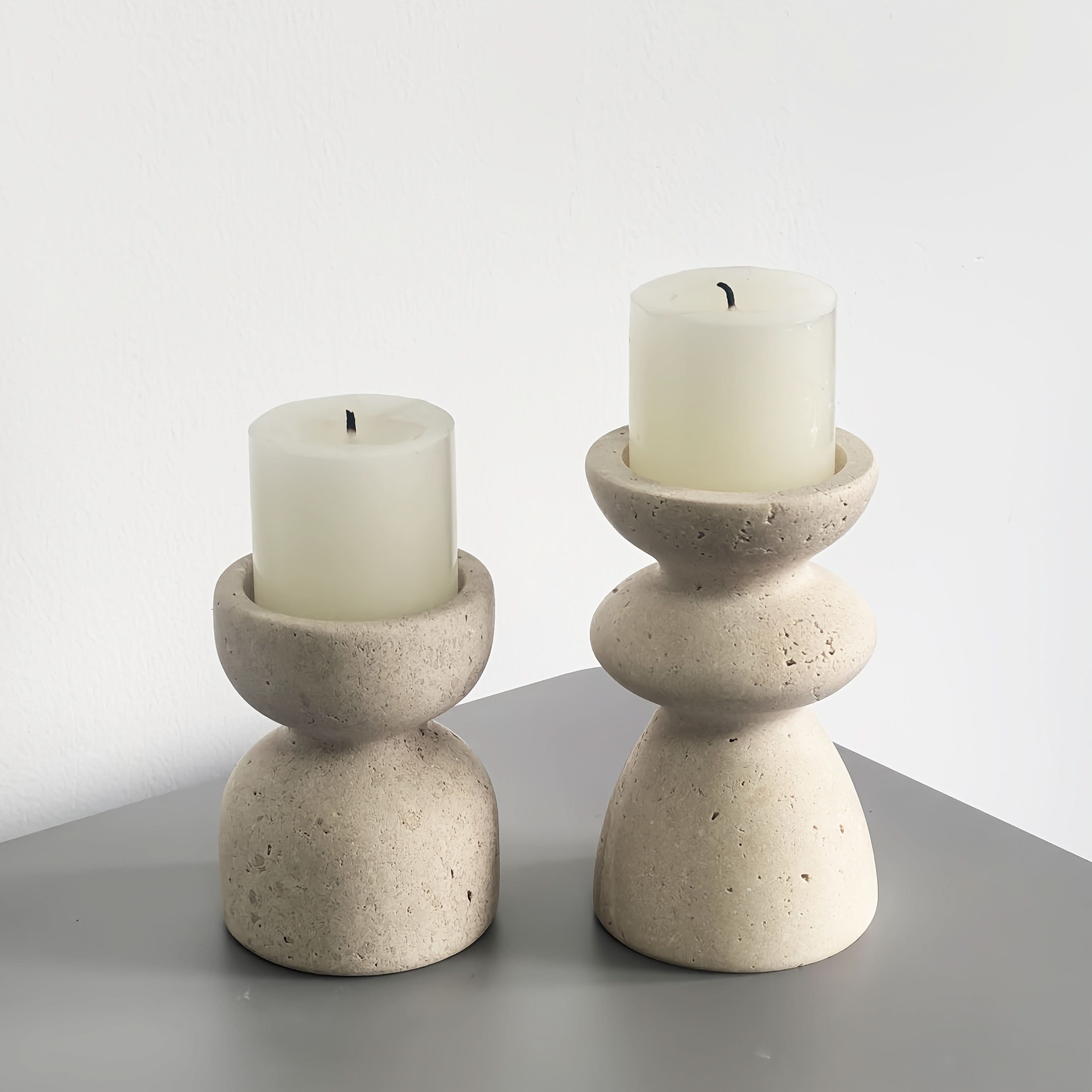 Natural Marble Candle Holders Set | meowbutter