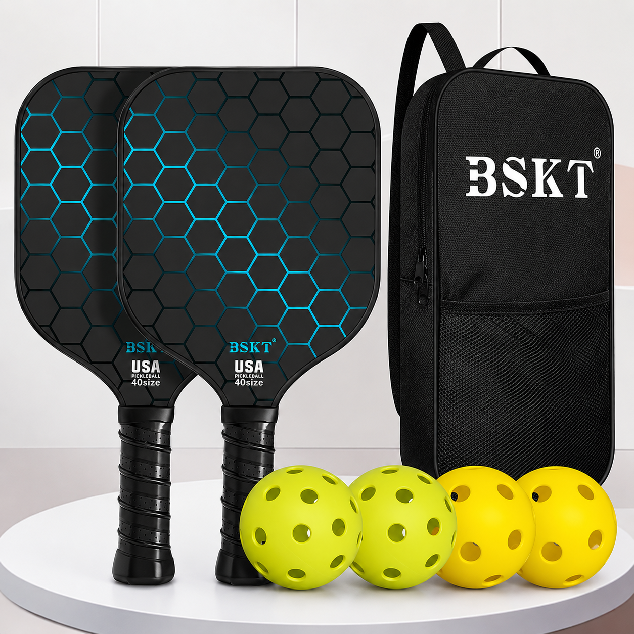 Pickleball-sæt med ketcher i glasfiber, letvægtsketchere og bolde | Meowbutter