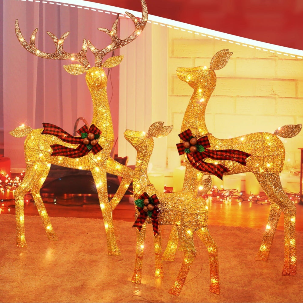 LED Reindeer Garden Figure Set — 3-Pack Outdoor Christmas Lights
