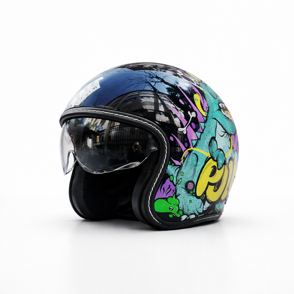 Casco de motocicleta retro abierto premium – Aprobado por DOT y ECE - Meowbutter