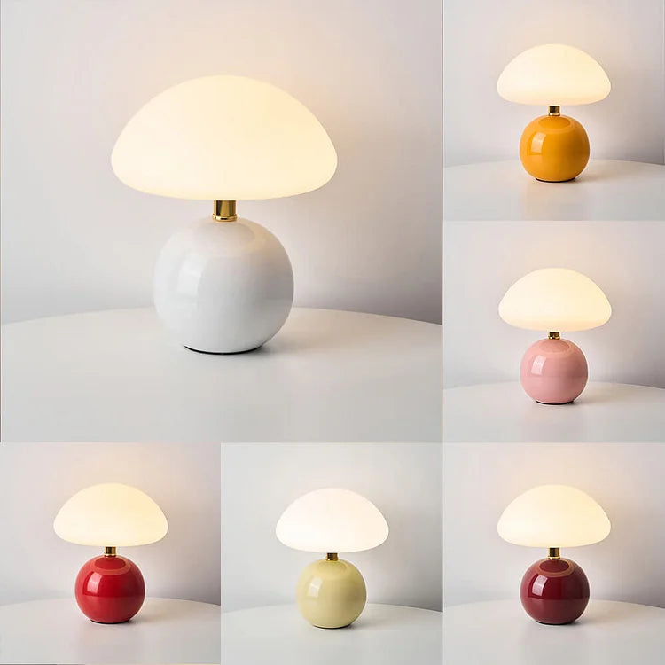 Svampebordlampe - Justerbare LED-farver - Creme keramisk design | meowbutter