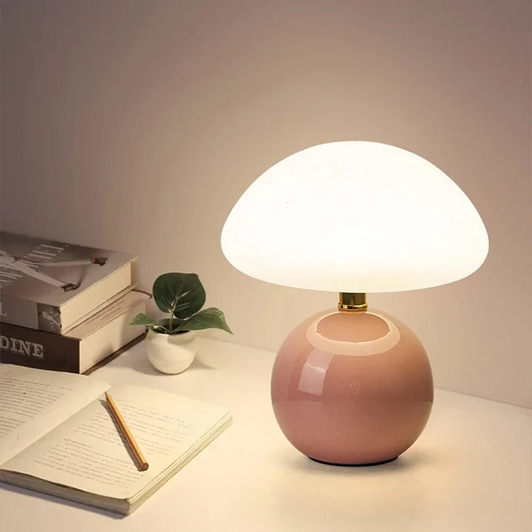 Svampebordlampe - Justerbare LED-farver - Creme keramisk design | meowbutter