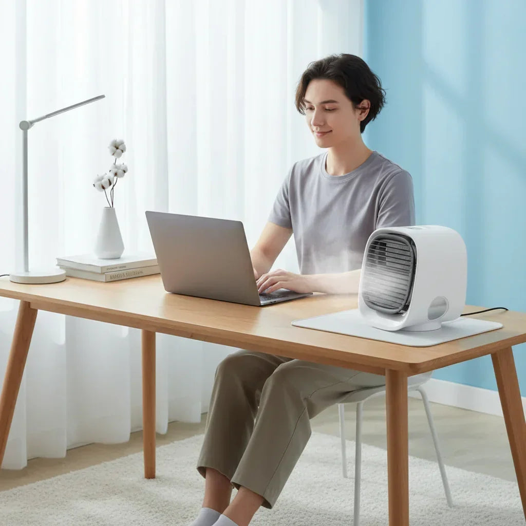 Evaporative Cooler Desk Fan — USB-Powered Mist Sprayer