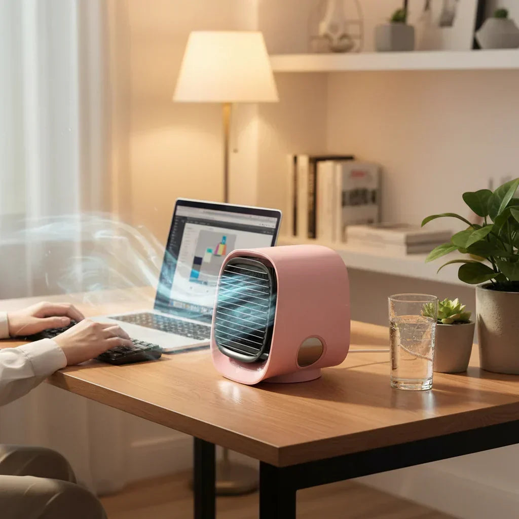 Evaporative Cooler Desk Fan — USB-Powered Mist Sprayer