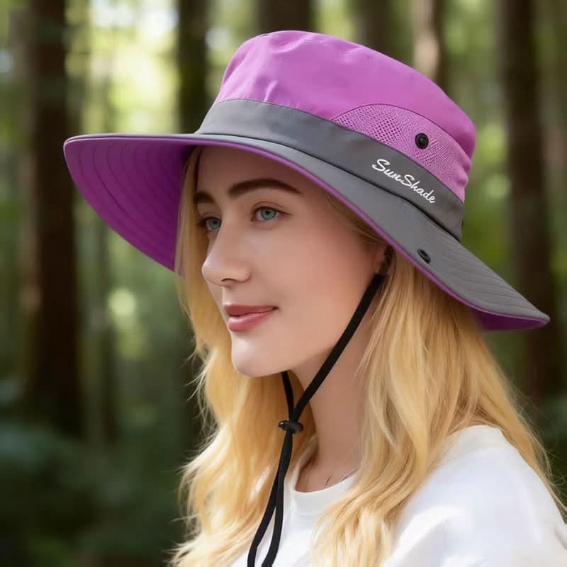 Cappello da esterno a tesa larga con design in rete traspirante | meowbutter