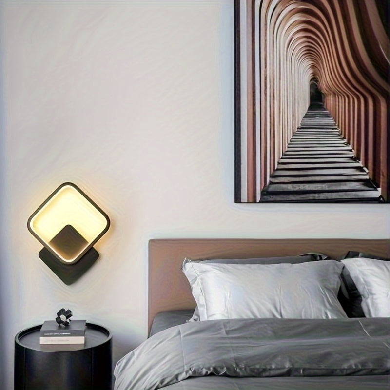 Moderne quadratische LED-Wandleuchte – Metallgehäuse, gehärtetes Acryl, 14W, 25x29cm