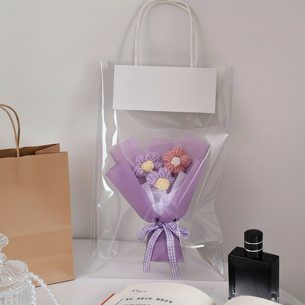 Handmade Mini Wrapped Floral Bouquet — Compact Ribbon-Tied Stems