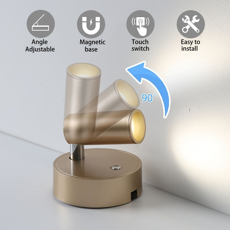 Wireless Magnetic Wall Light — USB Rechargeable, Touch Control Mount
