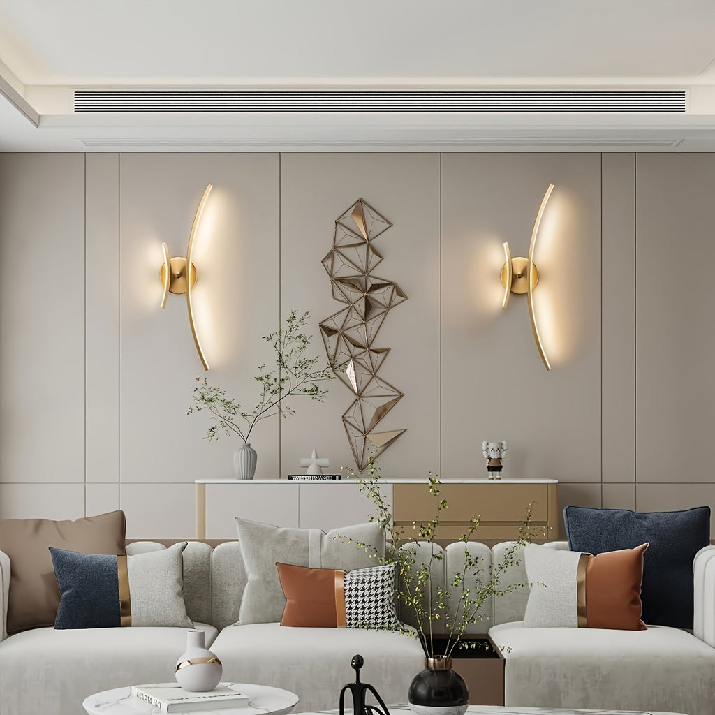 Smal linjär LED-vägglampa - böjd metalldesign, integrerad ljusenhet