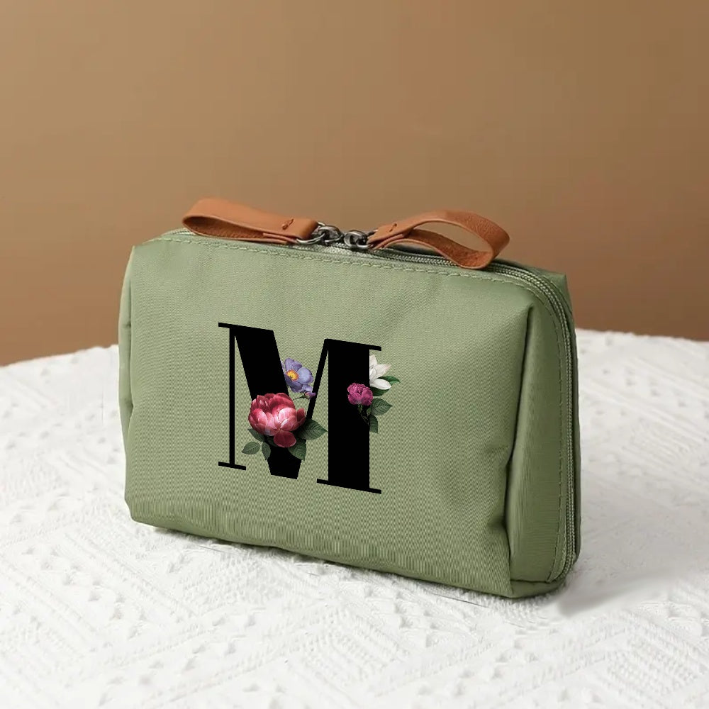 Structured Polyester Travel Makeup Case – Compact Cosmetic Organizer in Black