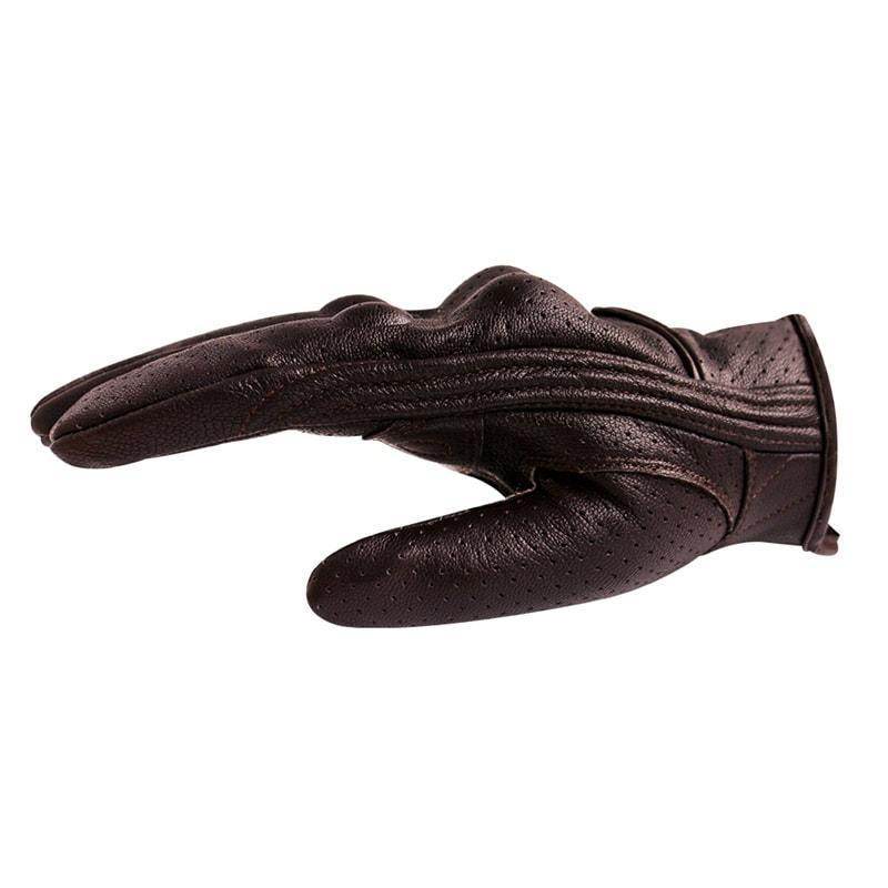 Carbon Armor Brown Leather Biker Gloves — Built-In Protection