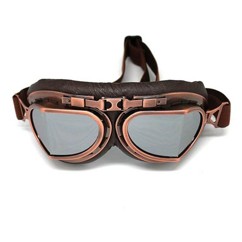 Óculos de motociclista steampunk vintage — armação de cobre, dobráveis