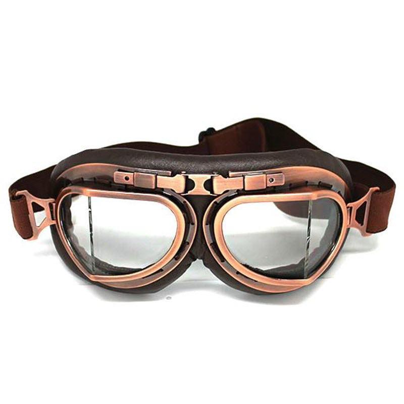 Óculos de motociclista steampunk vintage — armação de cobre, dobráveis