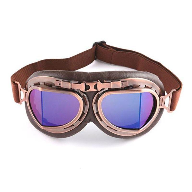 Óculos de motociclista steampunk vintage — armação de cobre, dobráveis