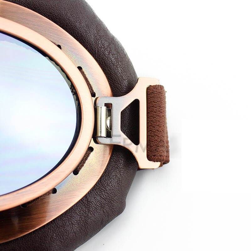 Óculos de motociclista steampunk vintage — armação de cobre, dobráveis