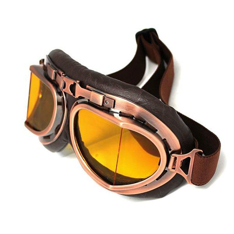 Óculos de motociclista steampunk vintage — armação de cobre, dobráveis