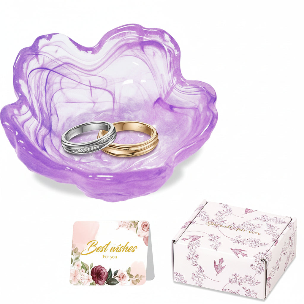 Floral Ceramic Jewelry Dish — 3.5 x 1.6-Inch Low-Profile Ring and Earring Tray