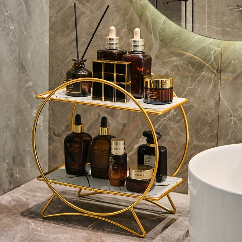 Organizer da bagno a due livelli con base a forma di orecchie di gatto | Elegante scaffale in metallo per cosmetici e prodotti per la cura della pelle | Meowbutter