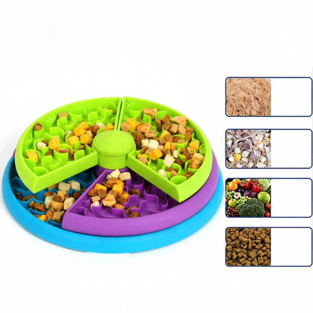 Slow Feed Puzzle Dog Bowl — Internal Ridges and Divided Compartments