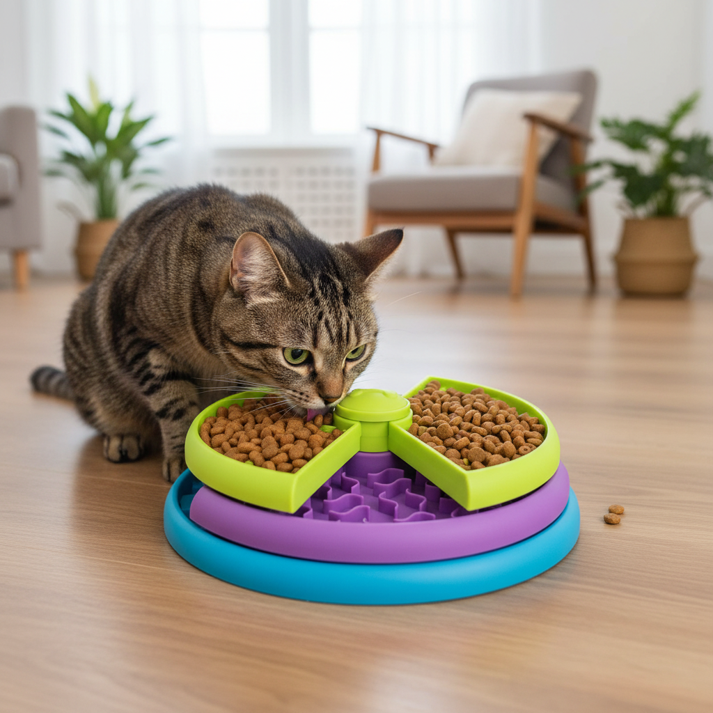 Slow Feed Puzzle Dog Bowl — Internal Ridges and Divided Compartments