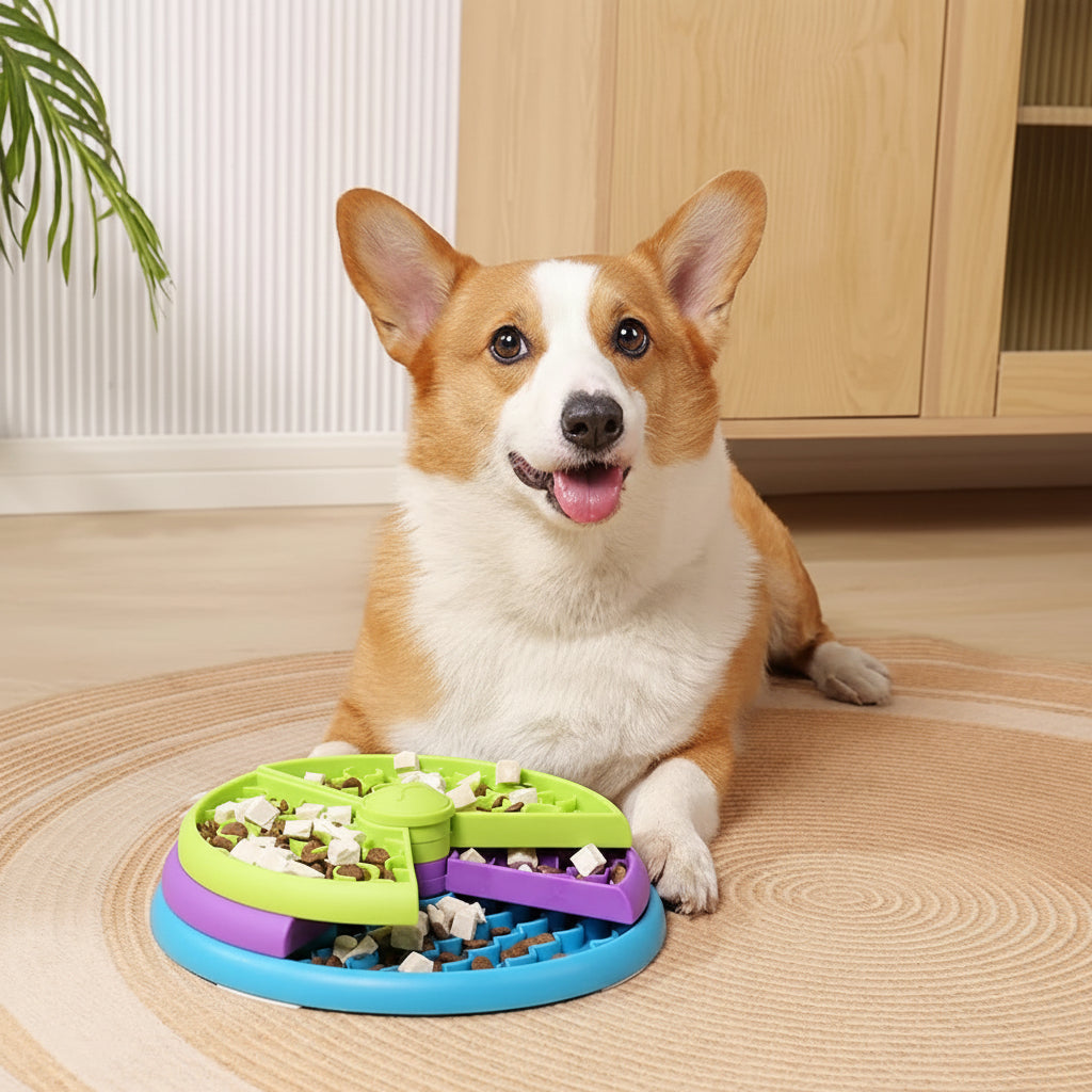 Slow Feed Puzzle Dog Bowl — Internal Ridges and Divided Compartments