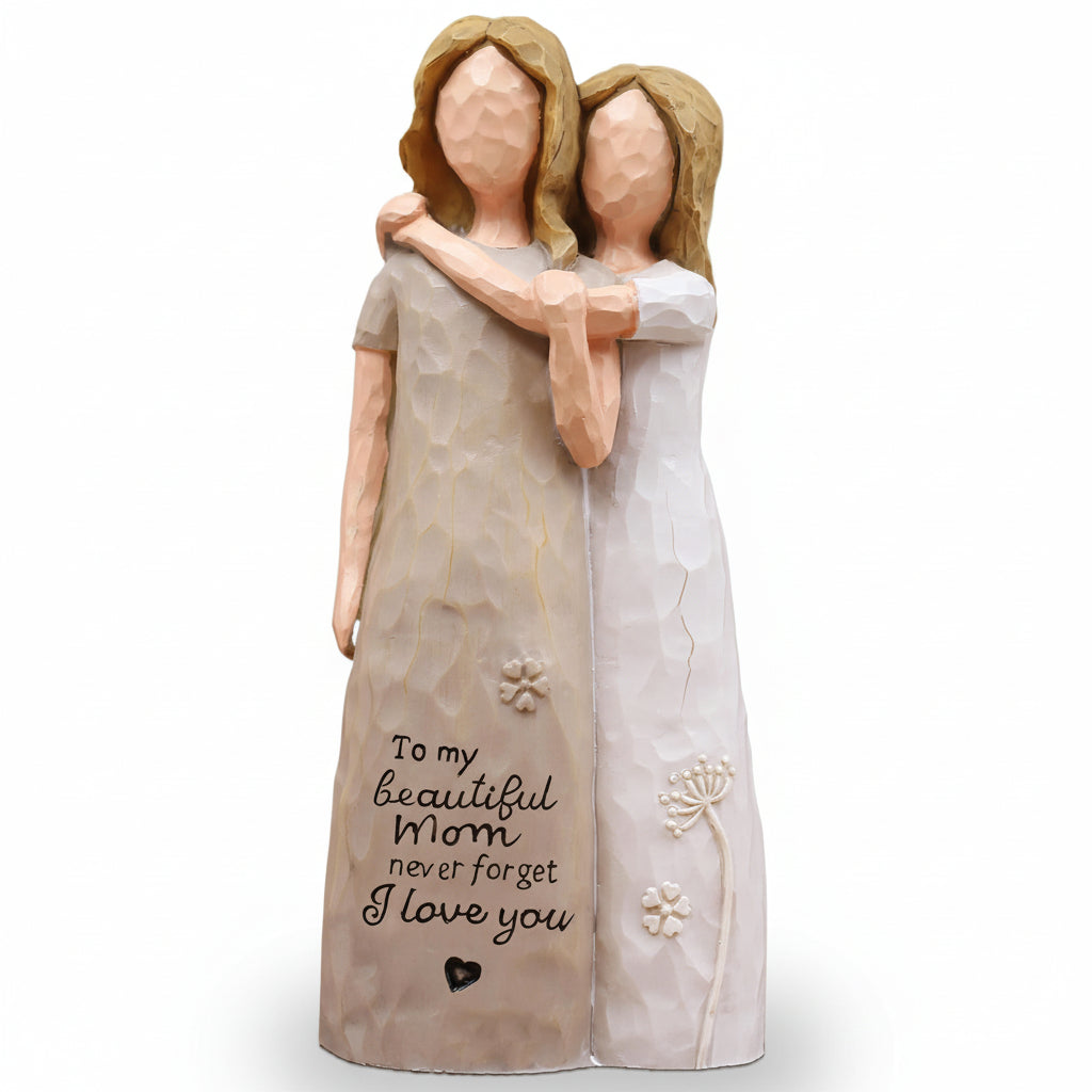 Cherished Mom and Daughter Figurine — Tabletop Embrace Sculpture