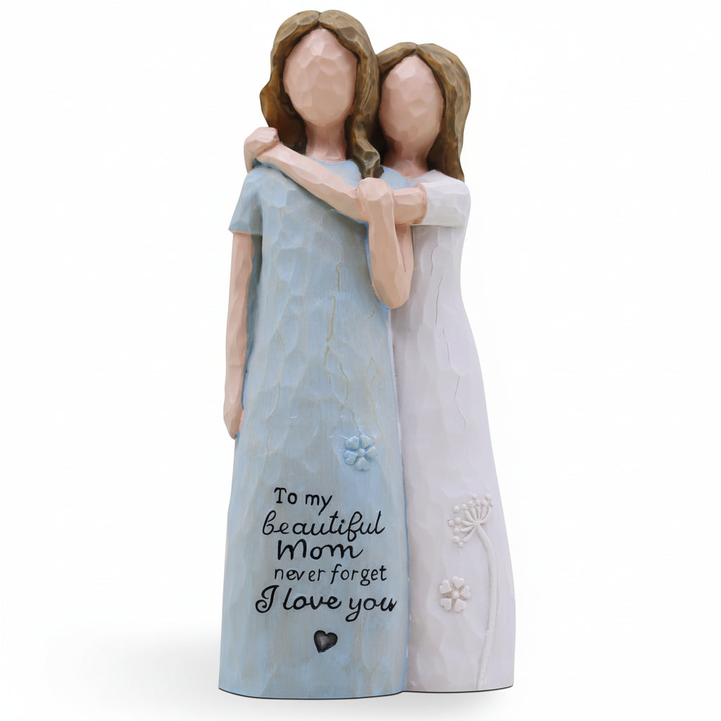 Cherished Mom and Daughter Figurine — Tabletop Embrace Sculpture