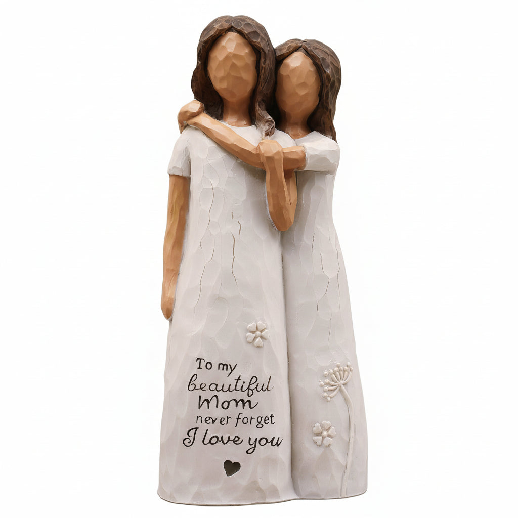 Cherished Mom and Daughter Figurine — Tabletop Embrace Sculpture