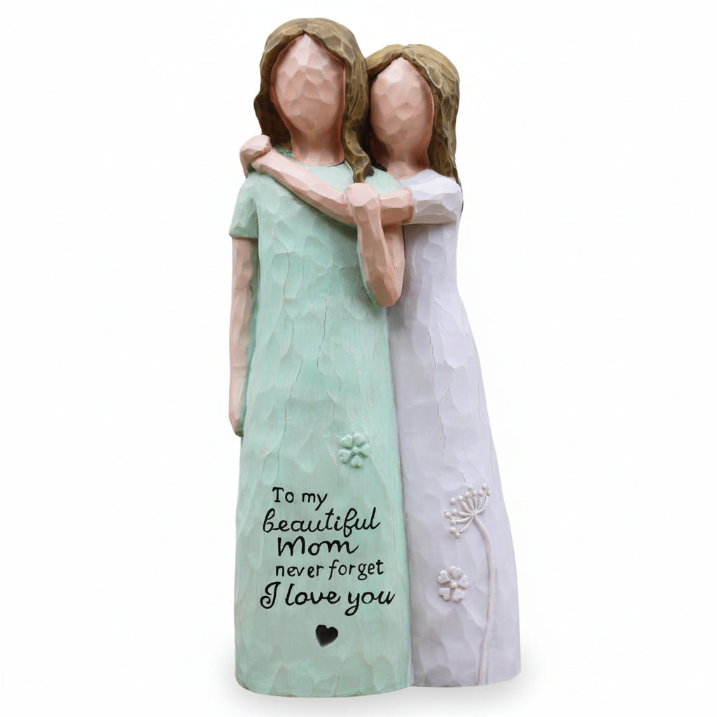 Cherished Mom and Daughter Figurine — Tabletop Embrace Sculpture