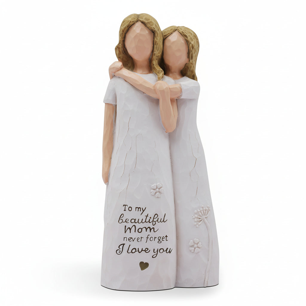 Cherished Mom and Daughter Figurine — Tabletop Embrace Sculpture
