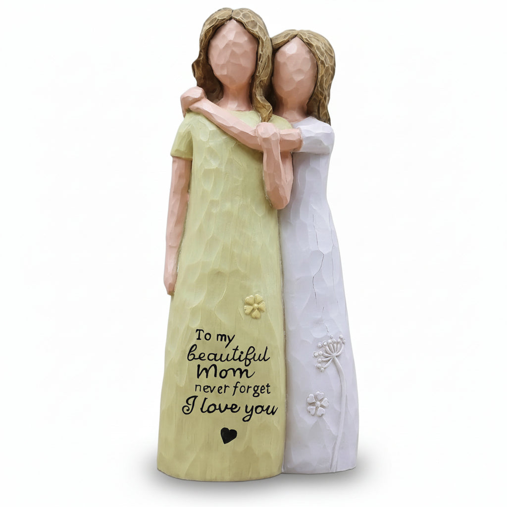 Cherished Mom and Daughter Figurine — Tabletop Embrace Sculpture