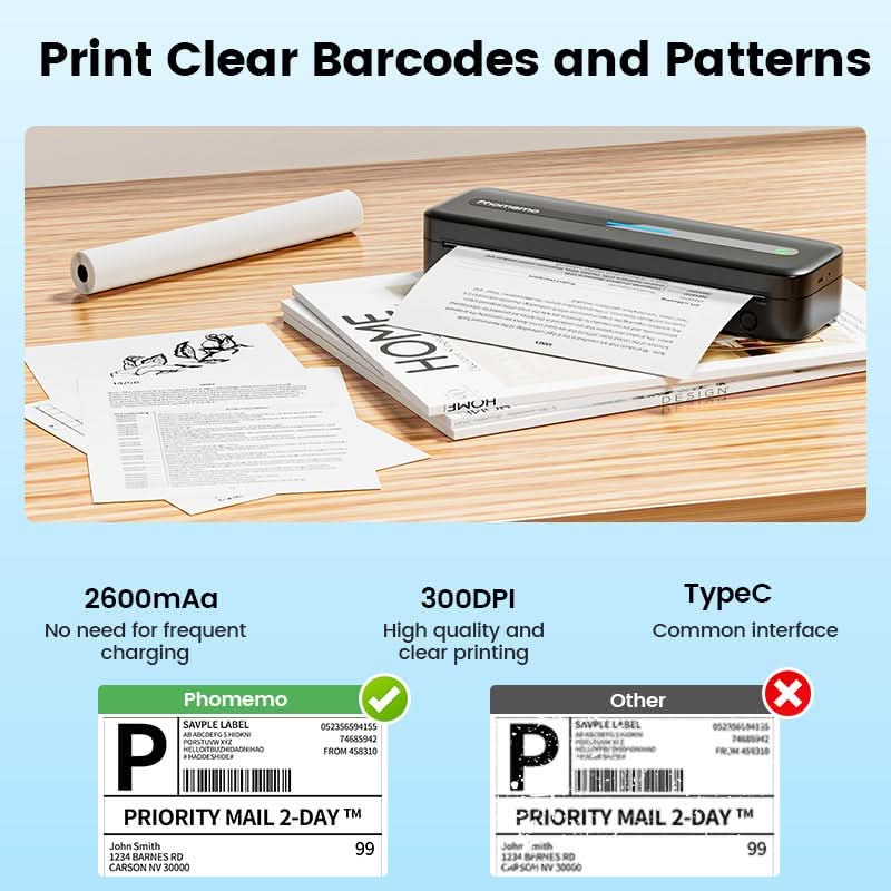 Print Anywhere, No Ink Needed – Portable Thermal Printer for Phone & Laptop