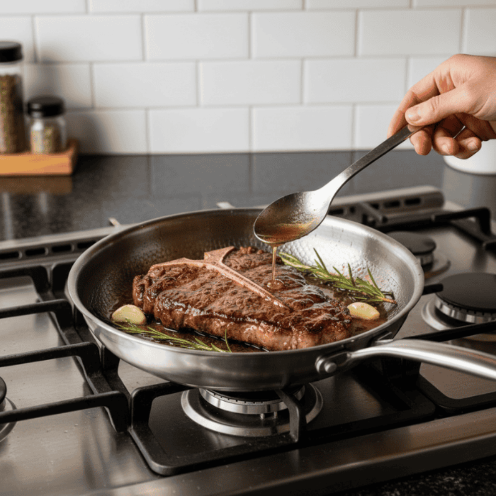Frying Pan Stainless Steel Titanium Non Stick Cooking Pan | Meowbutter