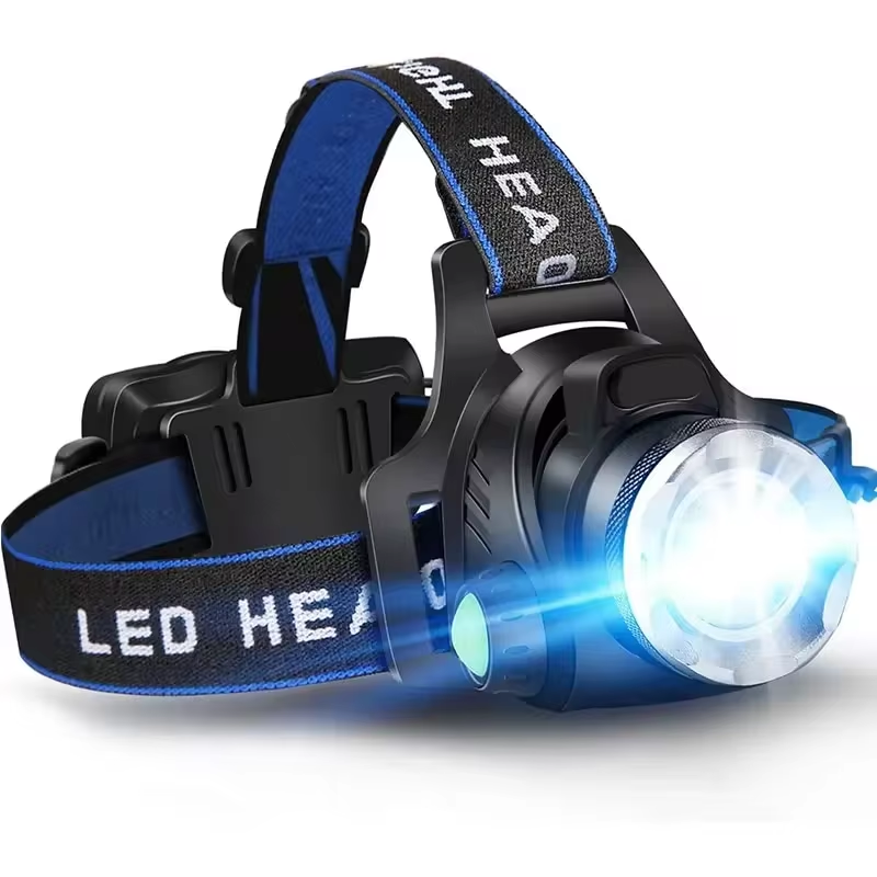 Lanterna de Cabeça LED - À Prova de Água - Zoom Ajustável - Recarregável por USB - Camping ao Ar Livre | meowbutter