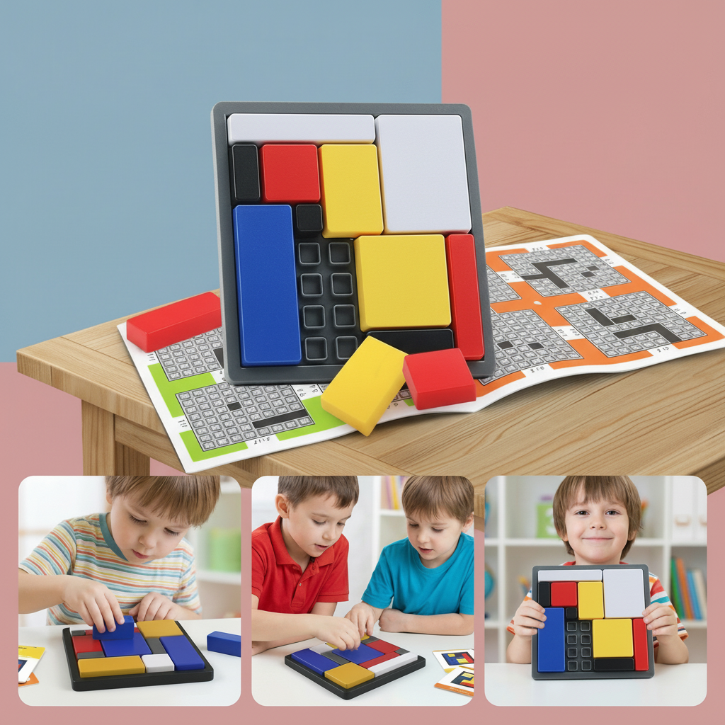 23x23cm Wooden Shape Sorting Blocks — Geometric Puzzle Set