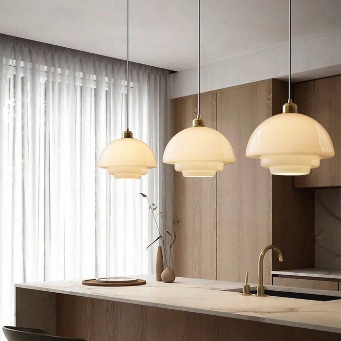 Milky Pendant Light — White Glass Shade, Hand-Blown Frosted Finish