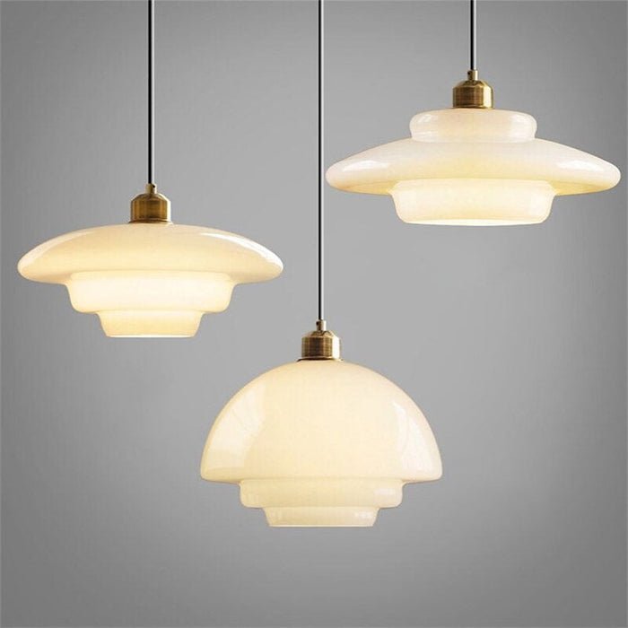 Milky Pendant Light — White Glass Shade, Hand-Blown Frosted Finish