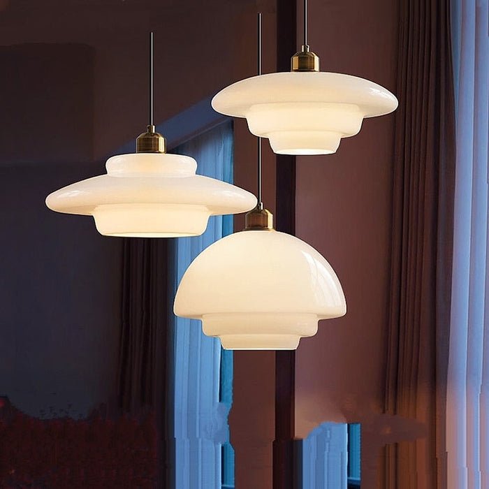 Milky Pendant Light — White Glass Shade, Hand-Blown Frosted Finish