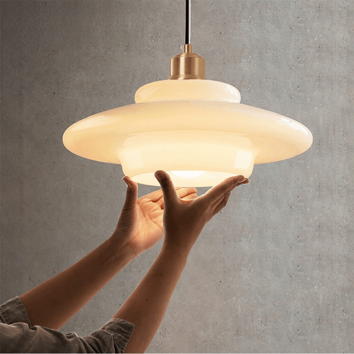 Milky Pendant Light — White Glass Shade, Hand-Blown Frosted Finish