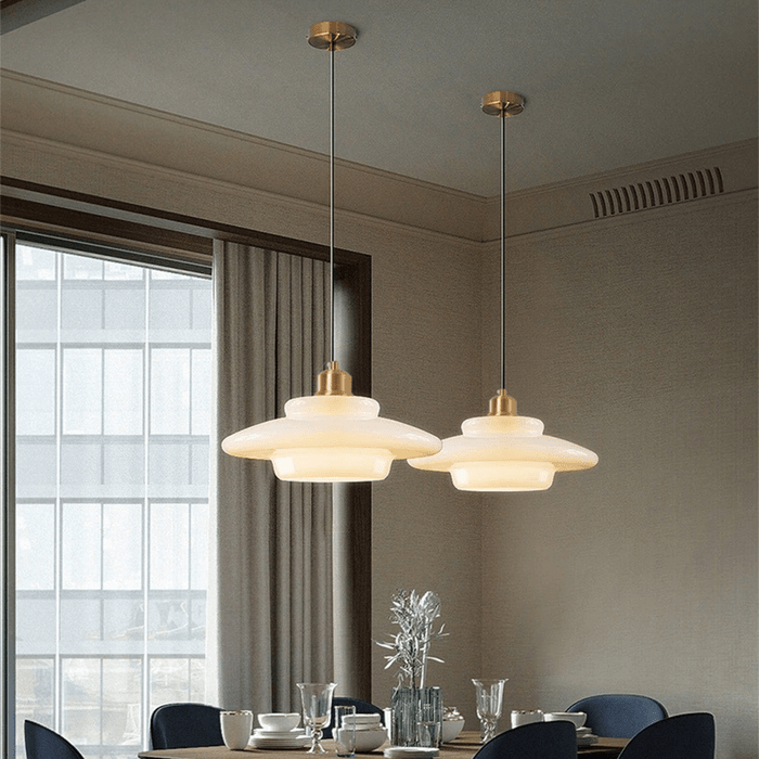 Milky Pendant Light — White Glass Shade, Hand-Blown Frosted Finish