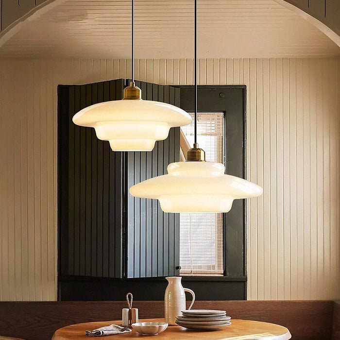 Milky Pendant Light — White Glass Shade, Hand-Blown Frosted Finish