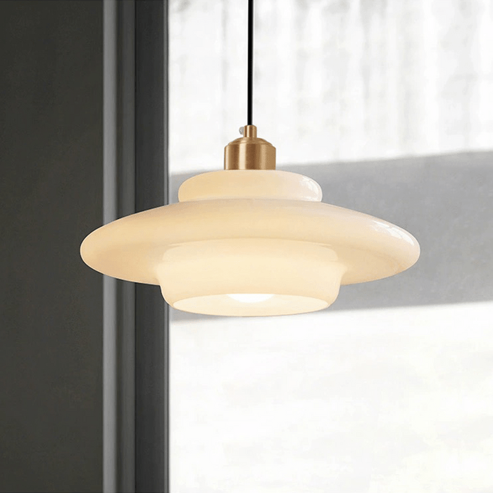 Milky Pendant Light — White Glass Shade, Hand-Blown Frosted Finish