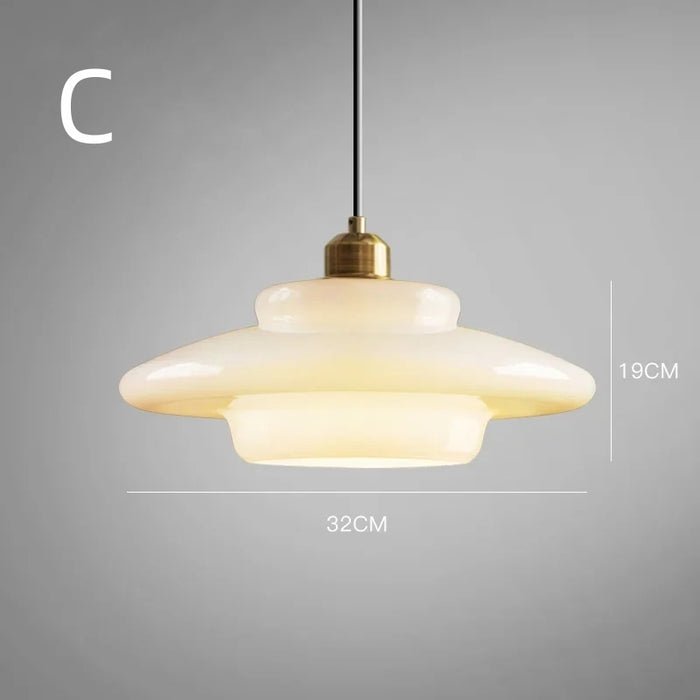 Milky Pendant Light — White Glass Shade, Hand-Blown Frosted Finish