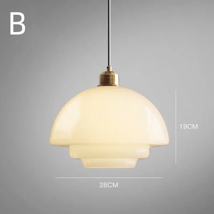 Milky Pendant Light — White Glass Shade, Hand-Blown Frosted Finish