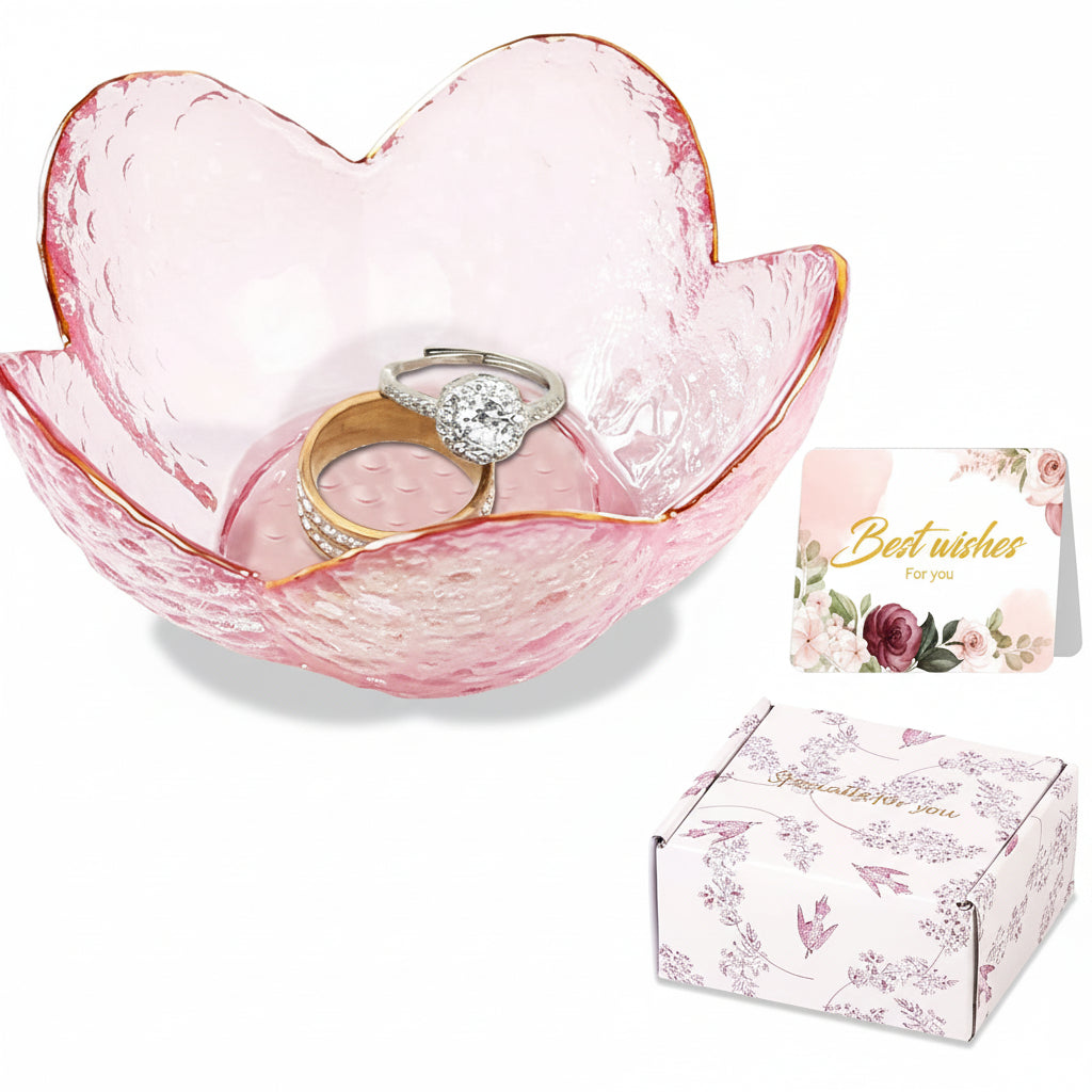 Floral Ceramic Jewelry Dish — 3.5 x 1.6-Inch Low-Profile Ring and Earring Tray