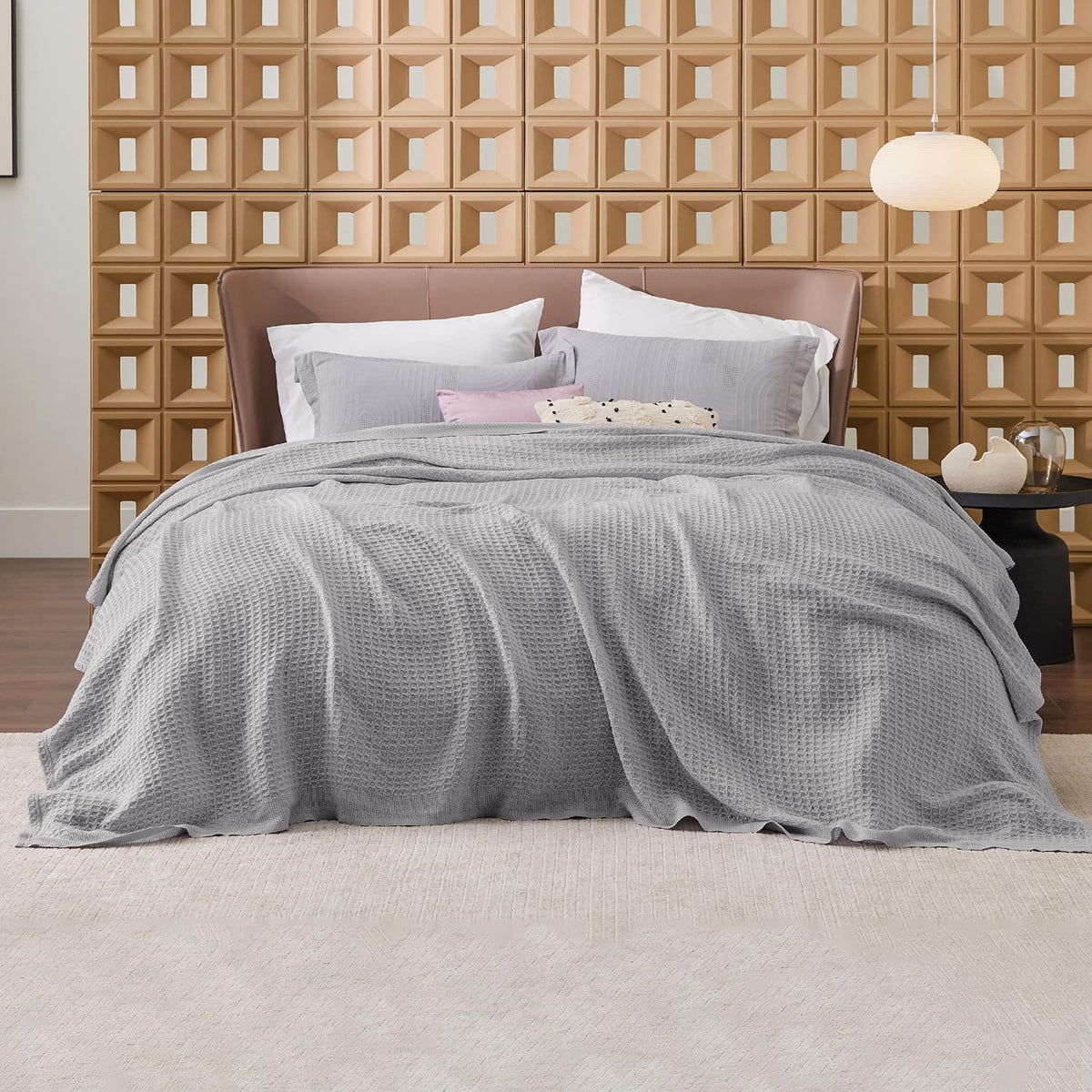 Waffelpiqué-Decke aus 100 % Baumwolle von Cozy Haven in Queensize — weiche, atmungsaktive, offen gewebte Struktur
